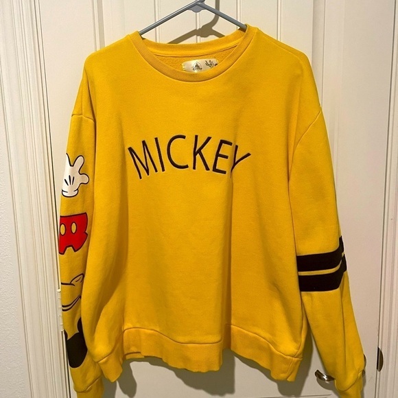 Disney Other - Mickey Mouse Yellow Sweatshirt w/ Graphics on Arm - size xl